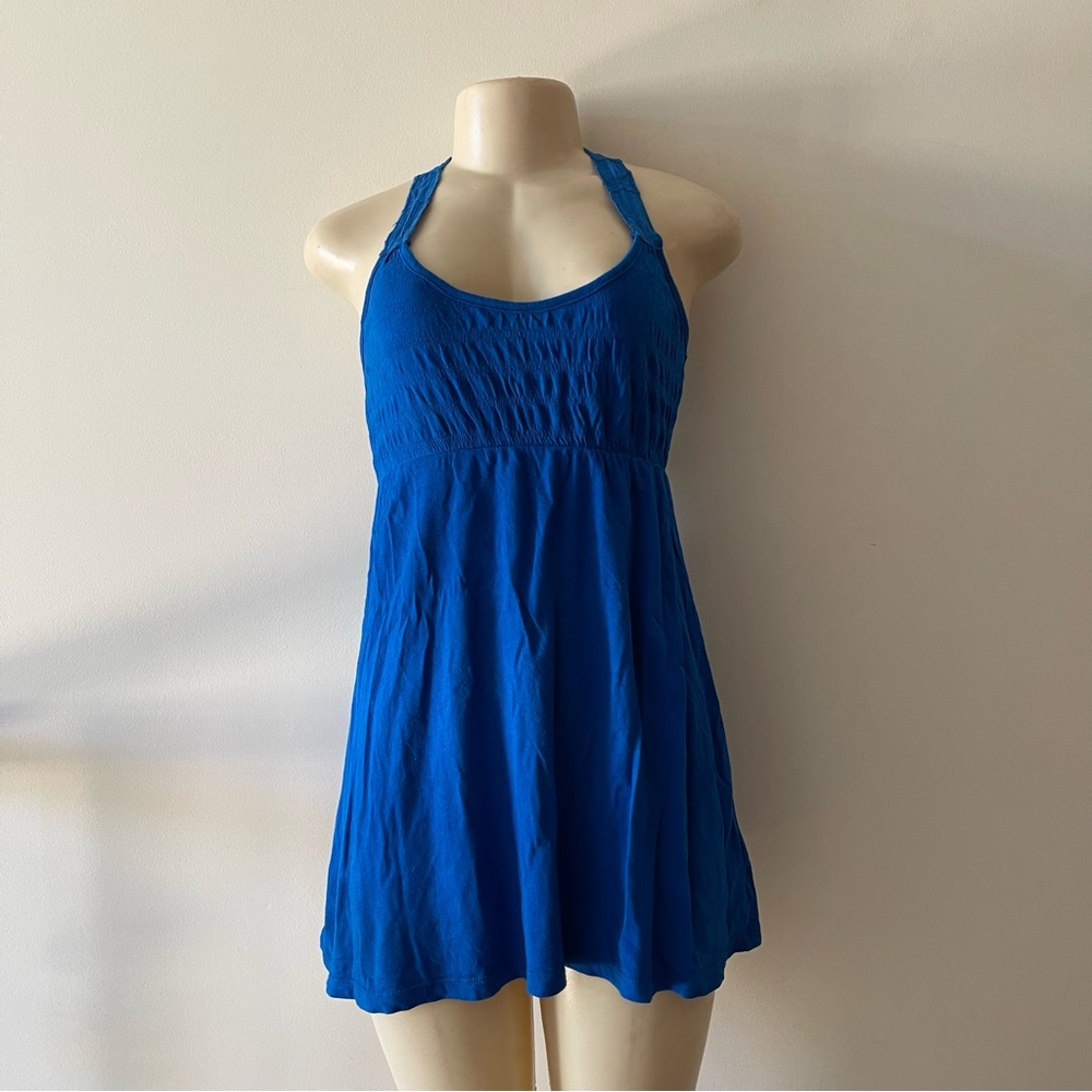Royal Blue Sleeveless Smocked Tunic Top